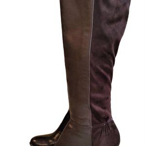 Calvin Klein Ilisa Brown Wedge Heel Leather Knee High Boots Sz 8M